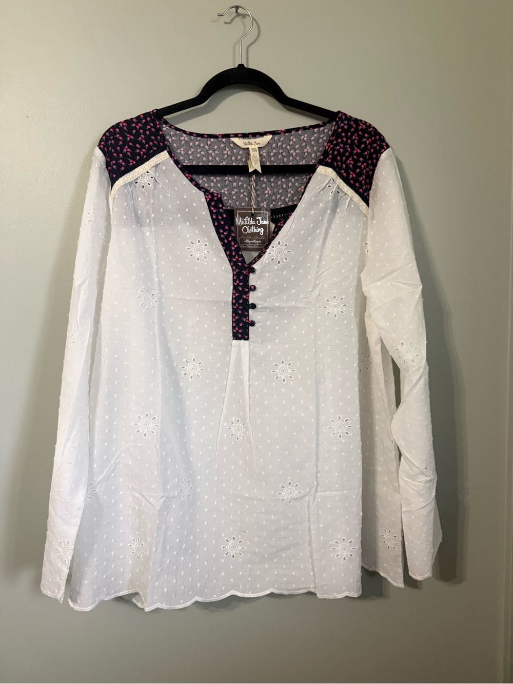 NWT Matilda Jane "Snow Globe" White Eyelet Tunic Blouse - Size XXL